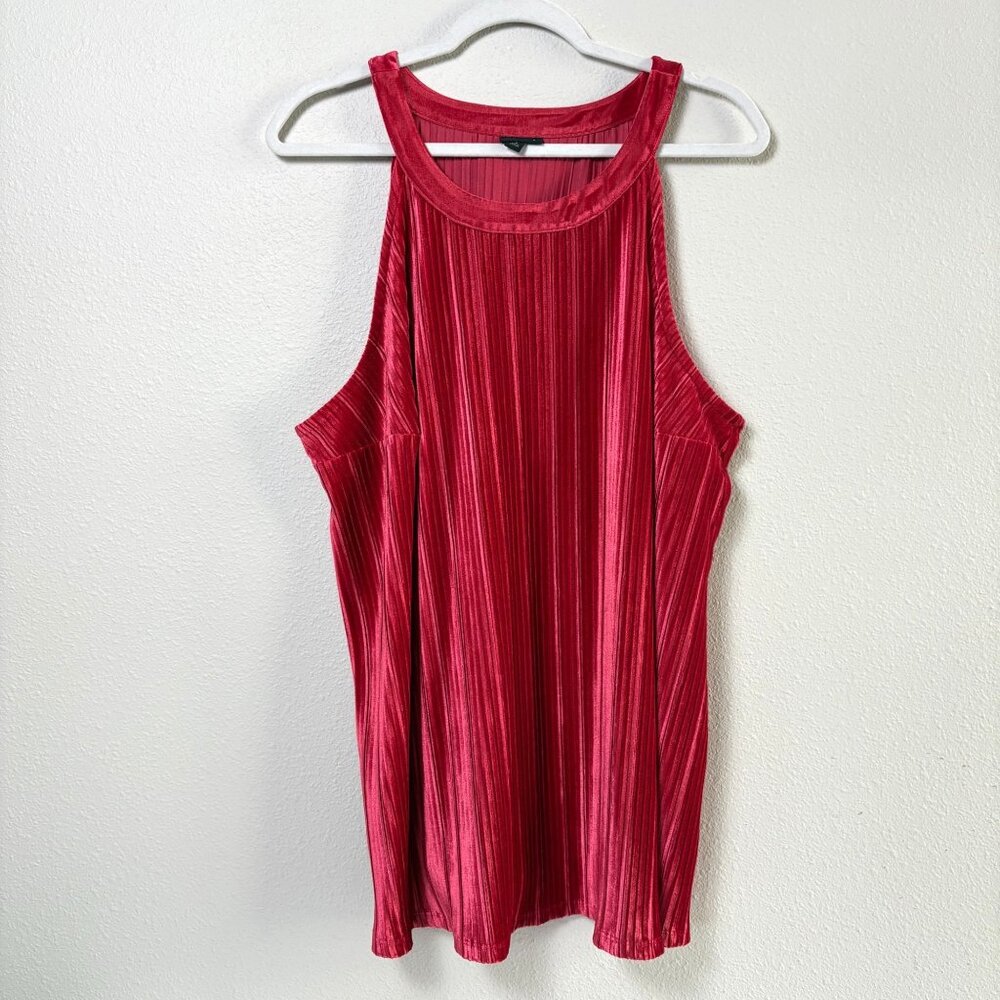 Torrid Goddess Pleated Tank‎ Top Blouse Size 2 2X Red Velvet Swing Holiday